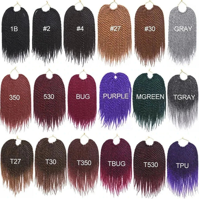 Signature Senegalese twist synthetic ombre red crochet hair extensions with 22 strands and varying lengths