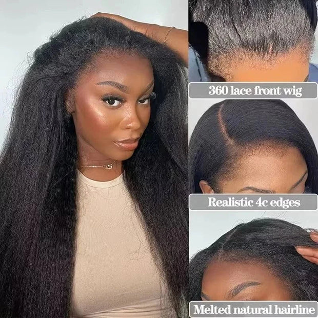 Natural off black full lace wig with pre-plucked hairline and double bleached knots
