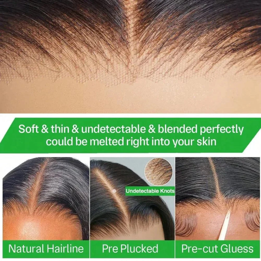 Best selected unprocessed natural human hair wig with 180%-220% density and double bleached knots in natural off black color 1B