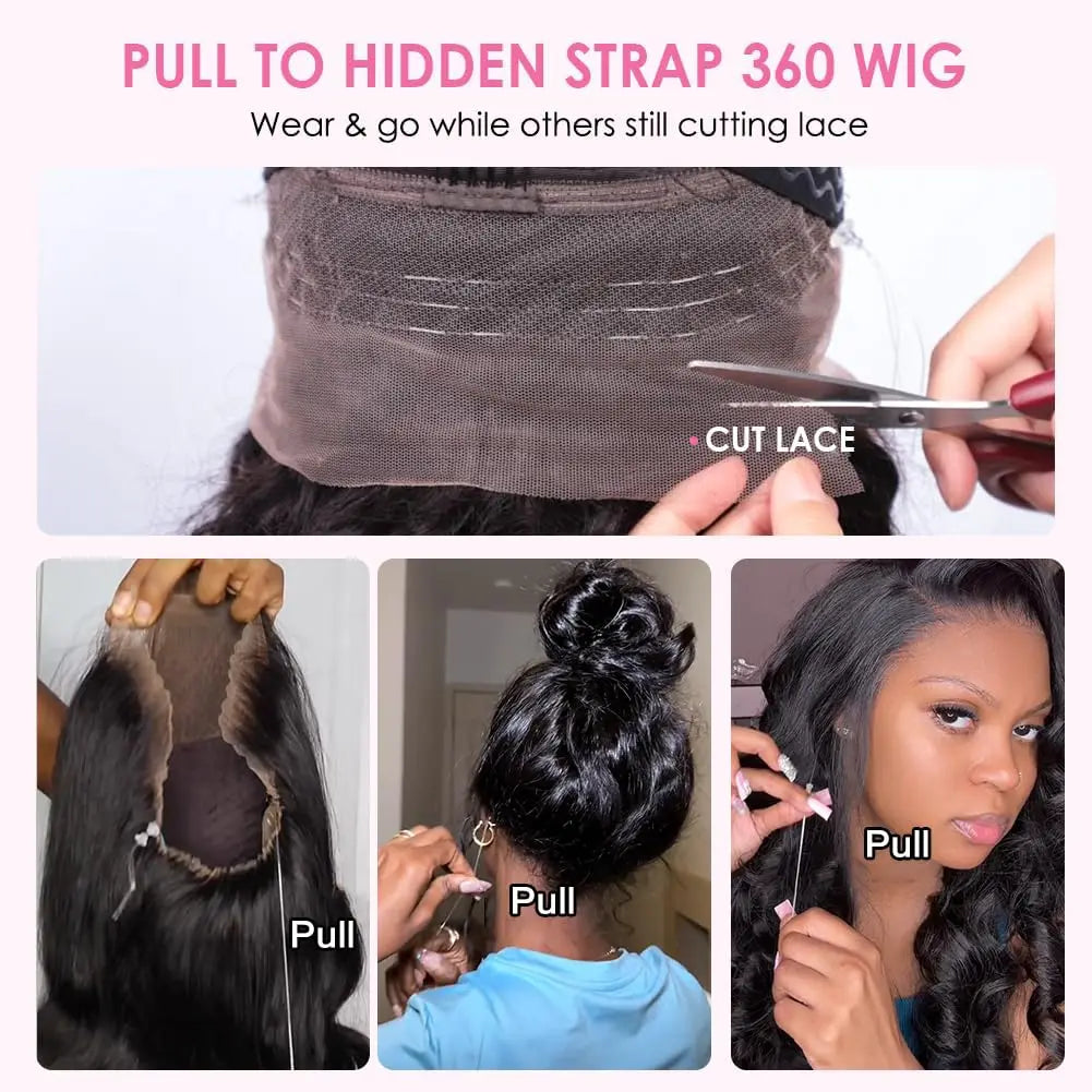 Invisible Strap HD 360 Lace Front Wigs Human Kinky Hair.