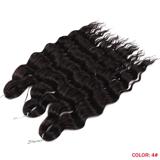 Anna Hair Synthetic Loose Deep Wave Braiding Hair Extensions 24 Inch Water Wave Braid Hair Dark Brown Twist Crochet Curly Hair