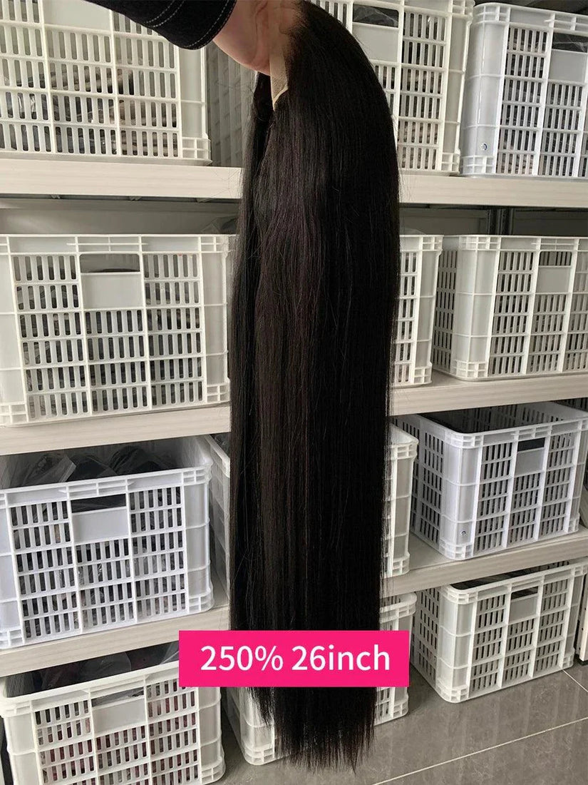Natural lace frontal human hair wig with pre-plucked hairline and baby hair, 10A grade, 250% density, Vietnamese origin