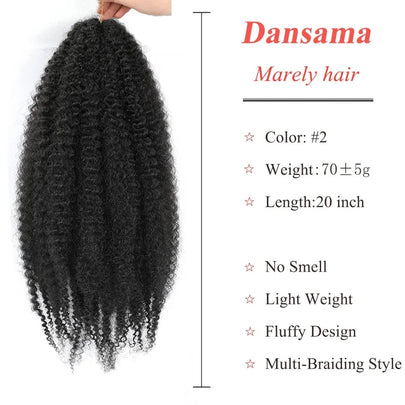 Marley Hair 50.8 cm Long African Curly Twist Synthetic Hair #2 Hair Marley Braids for Artificial Crochet Hair 3-Pack