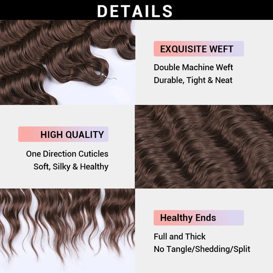 Anna Hair Synthetic Loose Deep Wave Braiding Hair Extensions 24 Inch Water Wave Braid Hair Dark Brown Twist Crochet Curly Hair