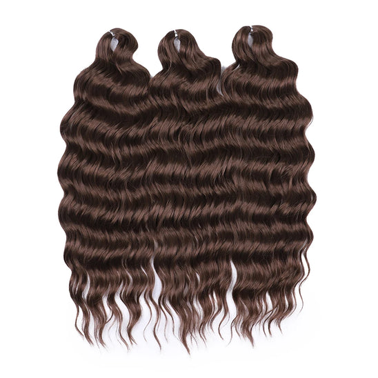 Anna Hair Synthetic Loose Deep Wave Braiding Hair Extensions 24 Inch Water Wave Braid Hair Dark Brown Twist Crochet Curly Hair