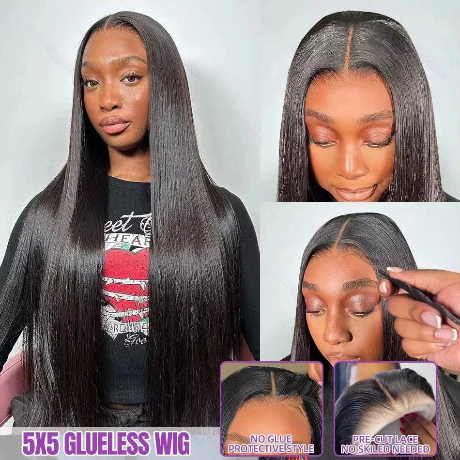 Luxury length unprocessed human hair wig with pre-plucked hairline and double bleached knots