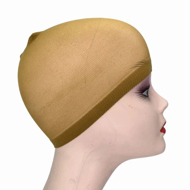 2-pack professional mesh wig caps in various skin tones with wide elastic bands for secure, breathable hair coverage