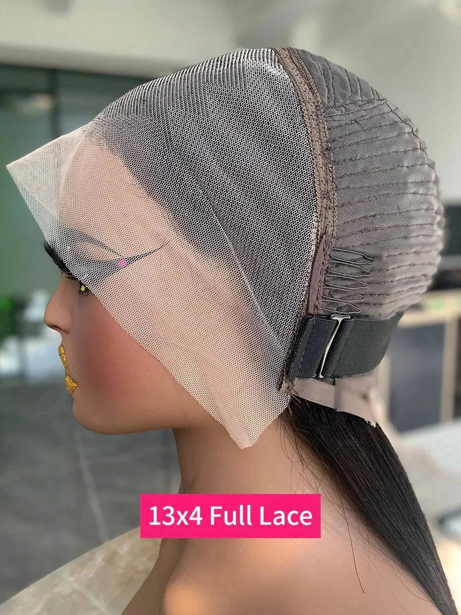 Natural lace frontal human hair wig with pre-plucked hairline and baby hair on transparent lace