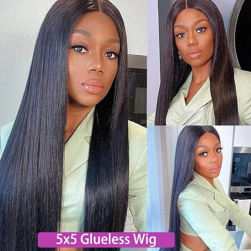 Luxury length unprocessed human hair bundle with pre-plucked hairline and double bleached knots
