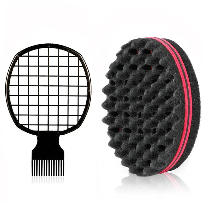2pcs Afro Twist hair comb sponge brushes for curly hair styling