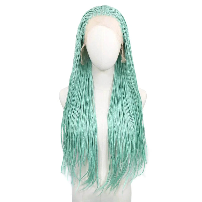 Rainbrow colored box braided wig 26-inch long African crochet braids synthetic hair lace front for Black women