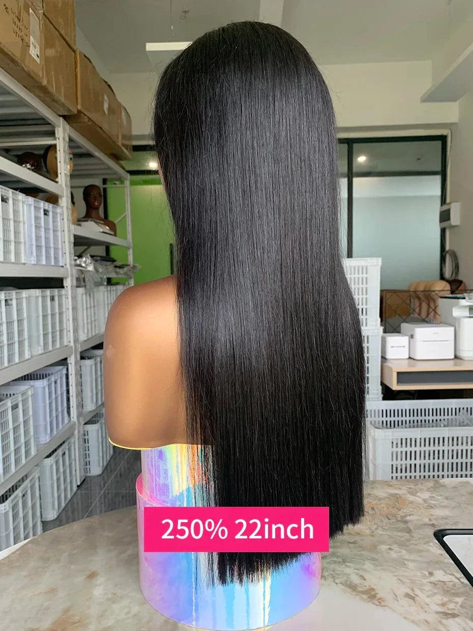 Lace frontal human hair wig with natural pre-plucked hairline and transparent lace frontal