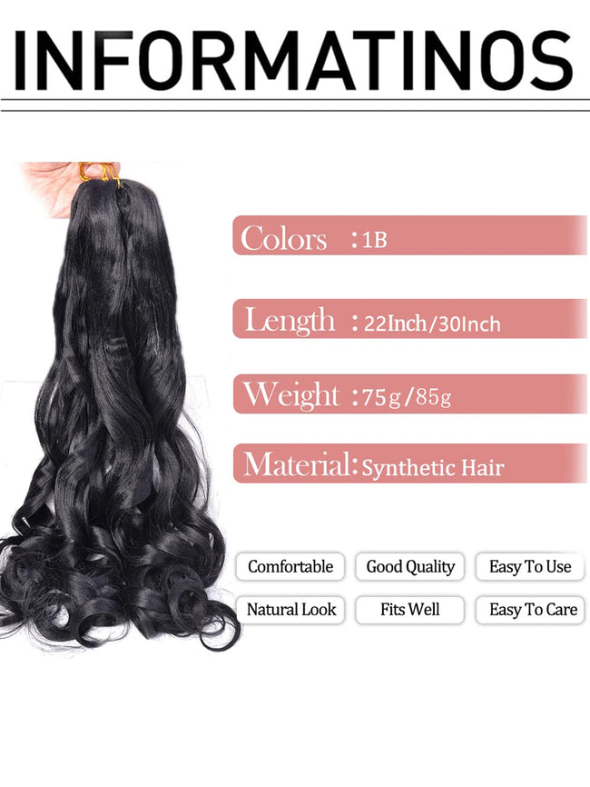 French Curly Brading Hair Synthetic Bouncy Braiding Hair Extensions 75g/pack French Curly Crochet Hair Extensions 22inch ,30inch