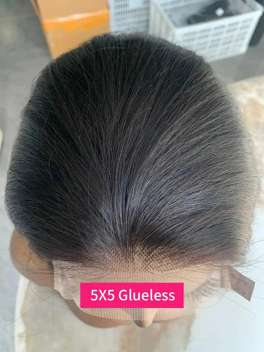 Lace frontal human hair wigs with natural pre-plucked hairline and transparent lace frontal