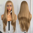 Blonde highlights lace front wig with long silky straight synthetic hair for women